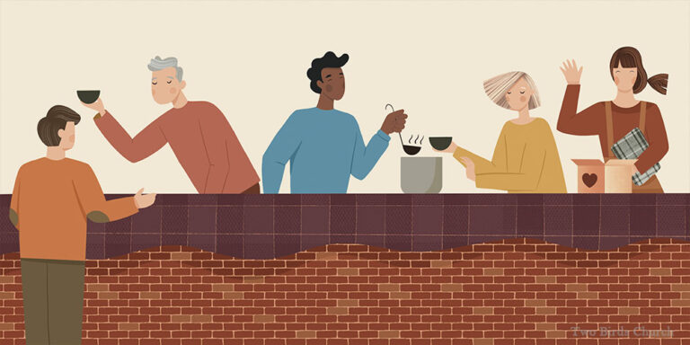 Illustration of a community gathering